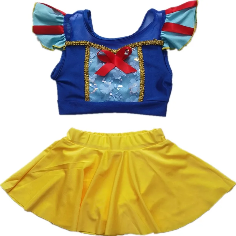 2025 Summer European And American Style Elsa Anna Split Two-piece Set Snow White Sleeping Beauty Princess Style Girls Swimsuit