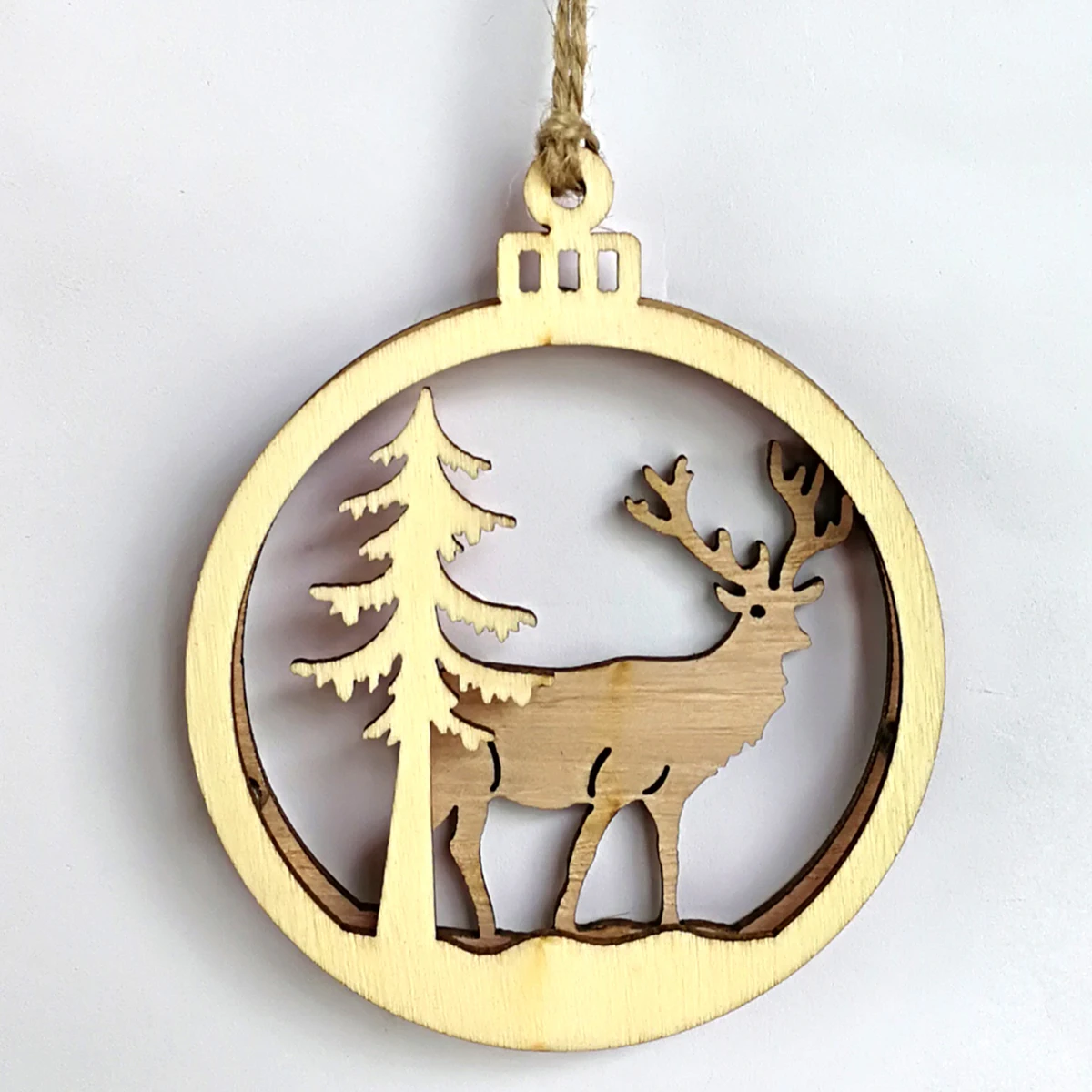 

3Pcs Wooden 3D Snowman Reindeer Pendant Christmas Hanging Decor Tree Wall Light Bulb Christmas Ornament Wooden 3D Pendant