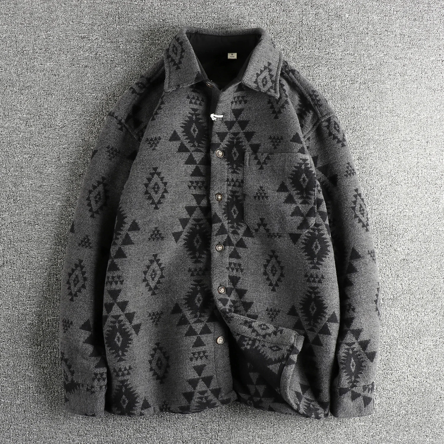 Autumn and winter new tribal totem color wool blended thick shirt men loose comfortable youth coat