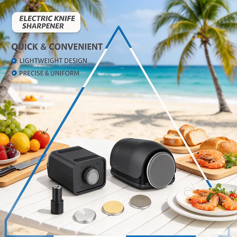 NEW Kitchen Electric Knife Sharpening Tool, Magnetic Roller, Rotundity Grindstone, Rechargeable 4Pcs Grinding Disc