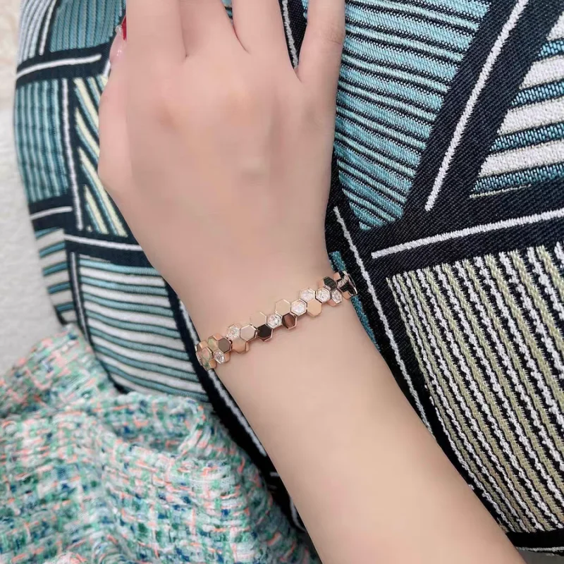 

Bellux Jewelry Design 925 Silver Synthetic Zircon Rose Gold Beehive Fashion Women's Bracelet