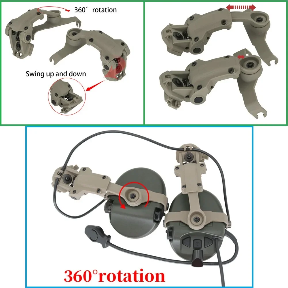 Airsoft Headset Accessorie ARC Helmet Rail Adapter for MSA SORDIN Tactical Headphone Hearing Protection Hunting Shooting Headset