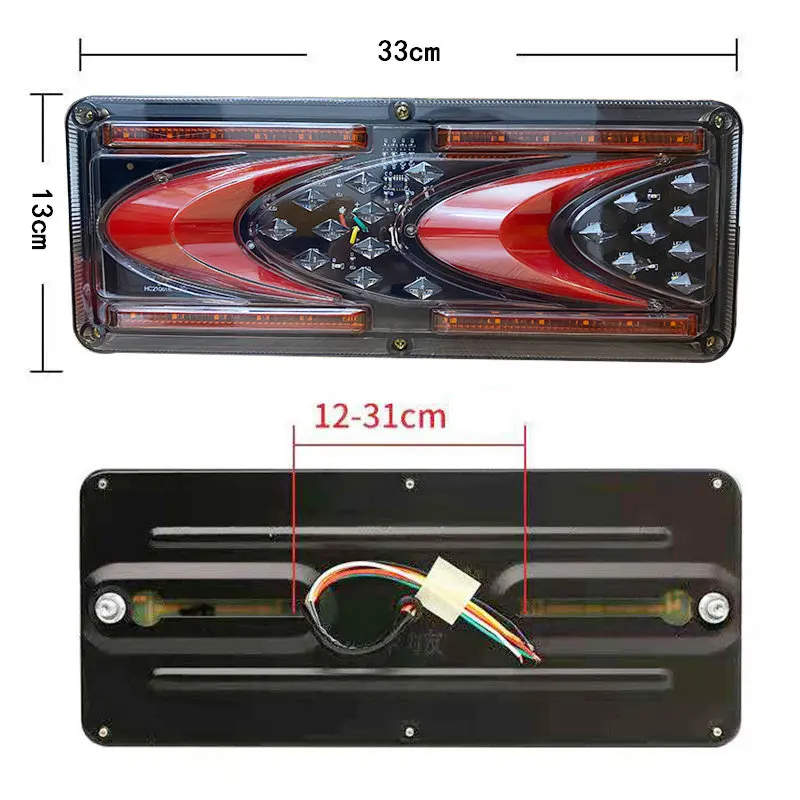 2PCS 24V Dynamic LED Car Truck Tail Light Turn Signal Rear Brake Lights Reverse Signal Lamp Trailer Lorry Bus Camper Caravan