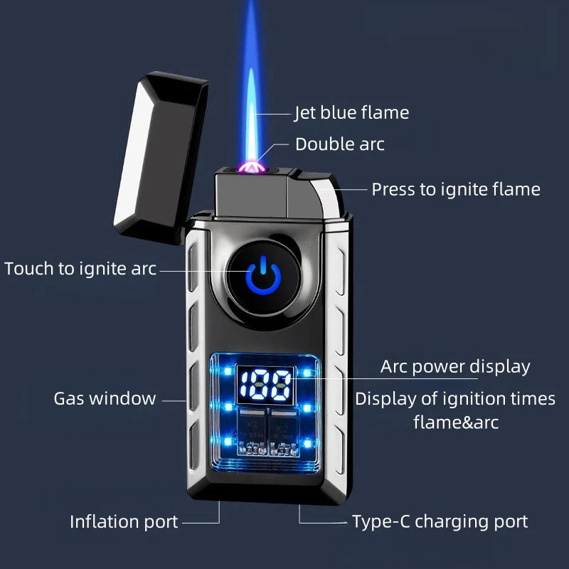 Gas Electronic Dual-Use Lighter, Intelligent Digital Display Machine Core, High-Grade Metal Lighter, Cigarette Accessories, New