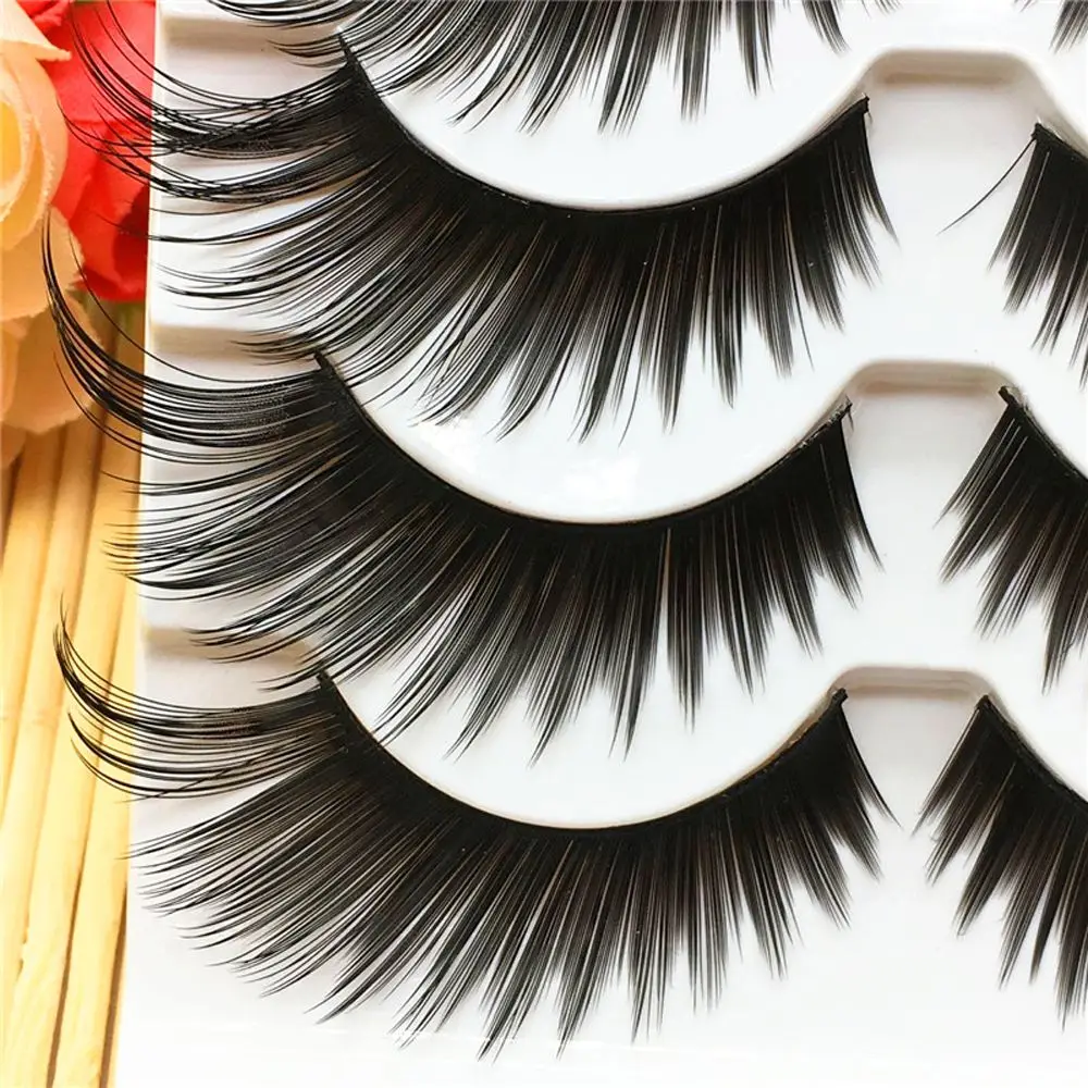 Sexy 5 Pairs Black False Eyelashes Exaggerated Thick Lashes Daily & Party Makeup #053