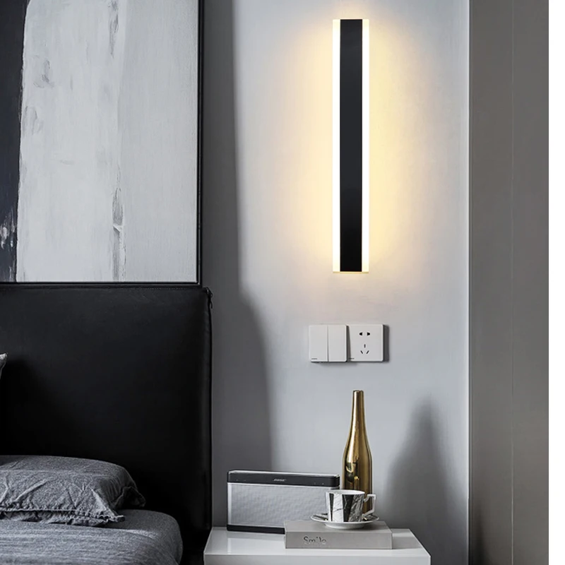 Modern nordic Minimalist Bedroom bedside Living room decoration Long strip wall lamp for home indoor lighting linear light