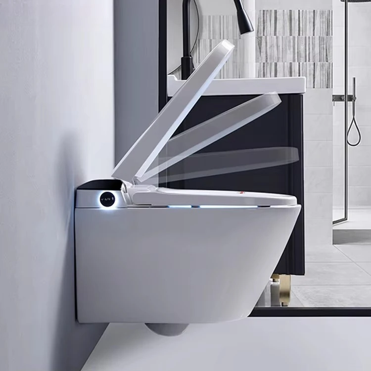 

Ceramic Automatic Toilets Wall Hung Toilet Flush Bathroom Wall Hung Smart Toilet European for Hotel Project
