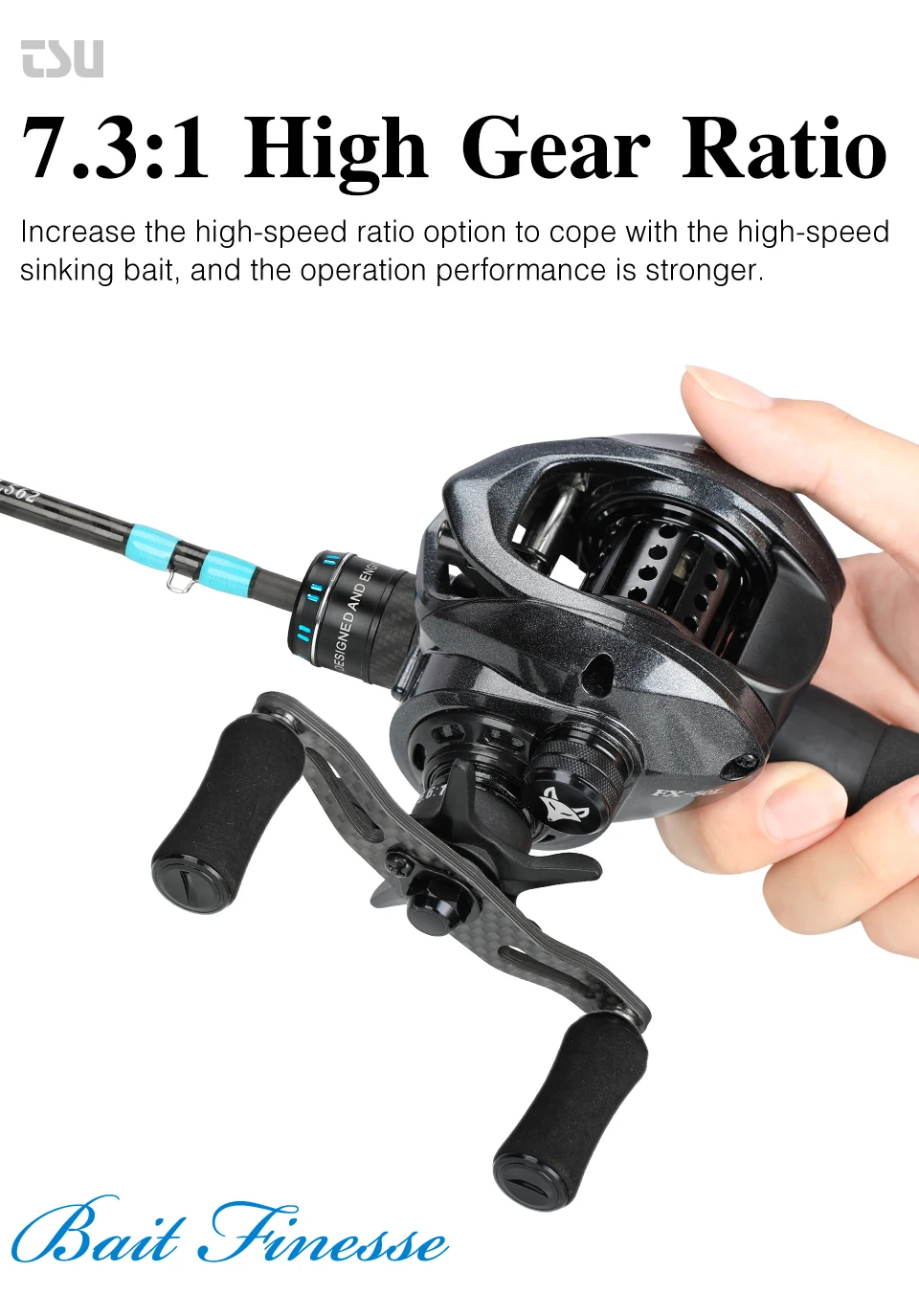 TSURINOYA Baitcasting Angelröhre SPIRIT FOX 50R 50HR 1-10g Ultraleichtes, glattes Finesse-System 5,6:1 7,3:1 Weitwurf Vielseitig – Detail 10