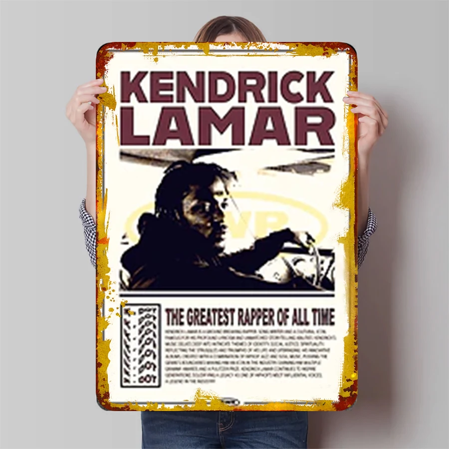 Kendrick Lamar The Greatest Rapper of All Time Custom Metal Tin Sign Wall Art Decor for Music Fans