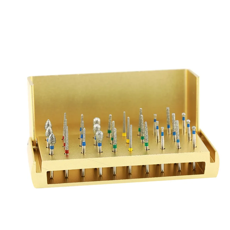 PIORPOY 30 pz/set frese diamantate dentali 1.6MM manipolo ad alta velocità frese a turbina scatola di posizionamento frese odontoiatriche denti