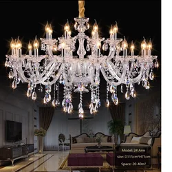 Luxury European Contemporary Crystal Chandelier Simple Transparent Pendant Lamp for Ceiling Lighting