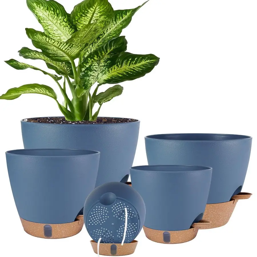 

Кашпо для комнатных и уличных растений, 10, 9, 8, 7, 6.5 дюймов, пластиковые горшки с дренажными отверстиями и индикатором уровня воды, декоративные