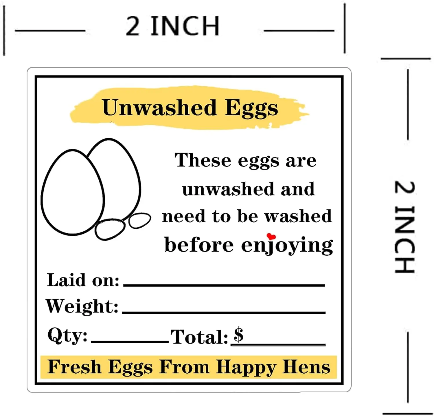 Fresh Egg Outer Packaging Label Stickers 200pcs Writable White Self adhesive Paper Farm Egg Packaging Label  2*2inches