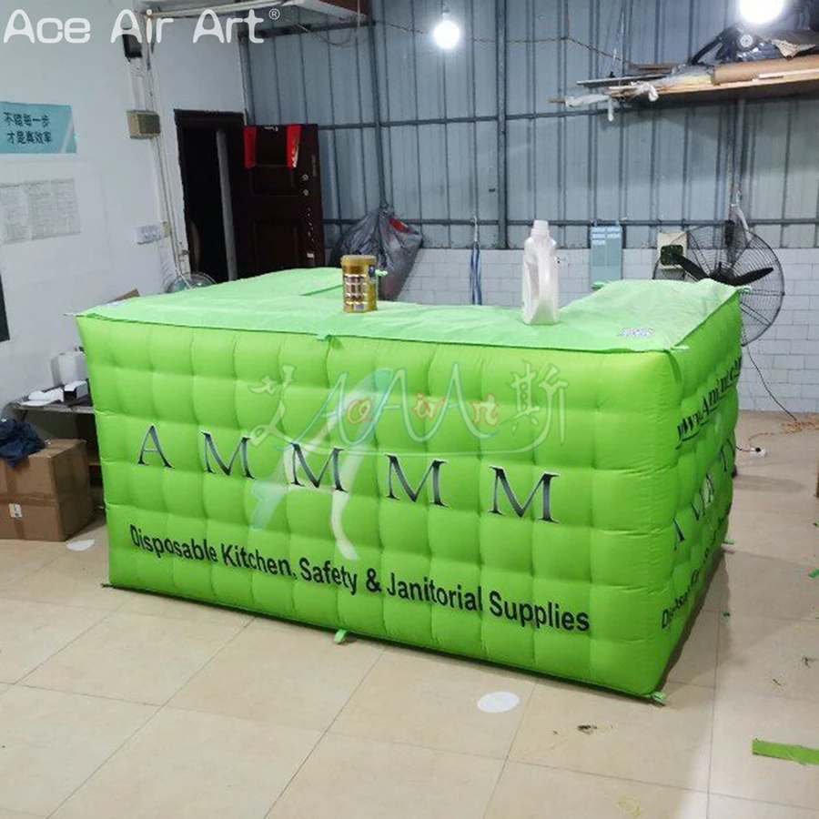 Giant Inflatable Event Booth Green DJ Bar Outdoor Checkout Counter Stall for Sale or Advertising