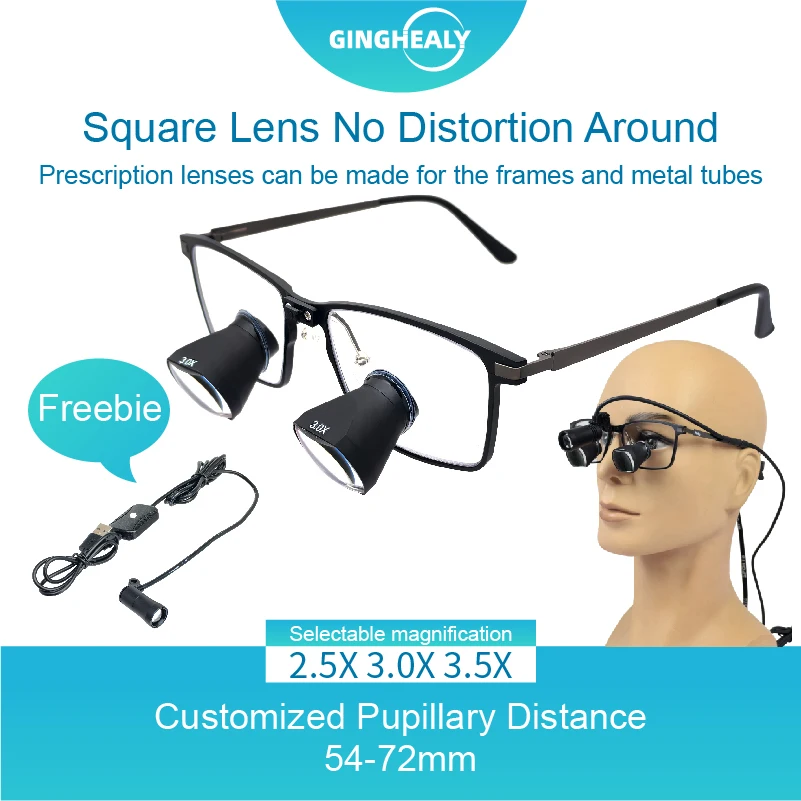 Magnifying Galilean Loupes TTL Glasses to Customize Diopter Long Working Magnifier HD Tools Helping Hand Square Lens