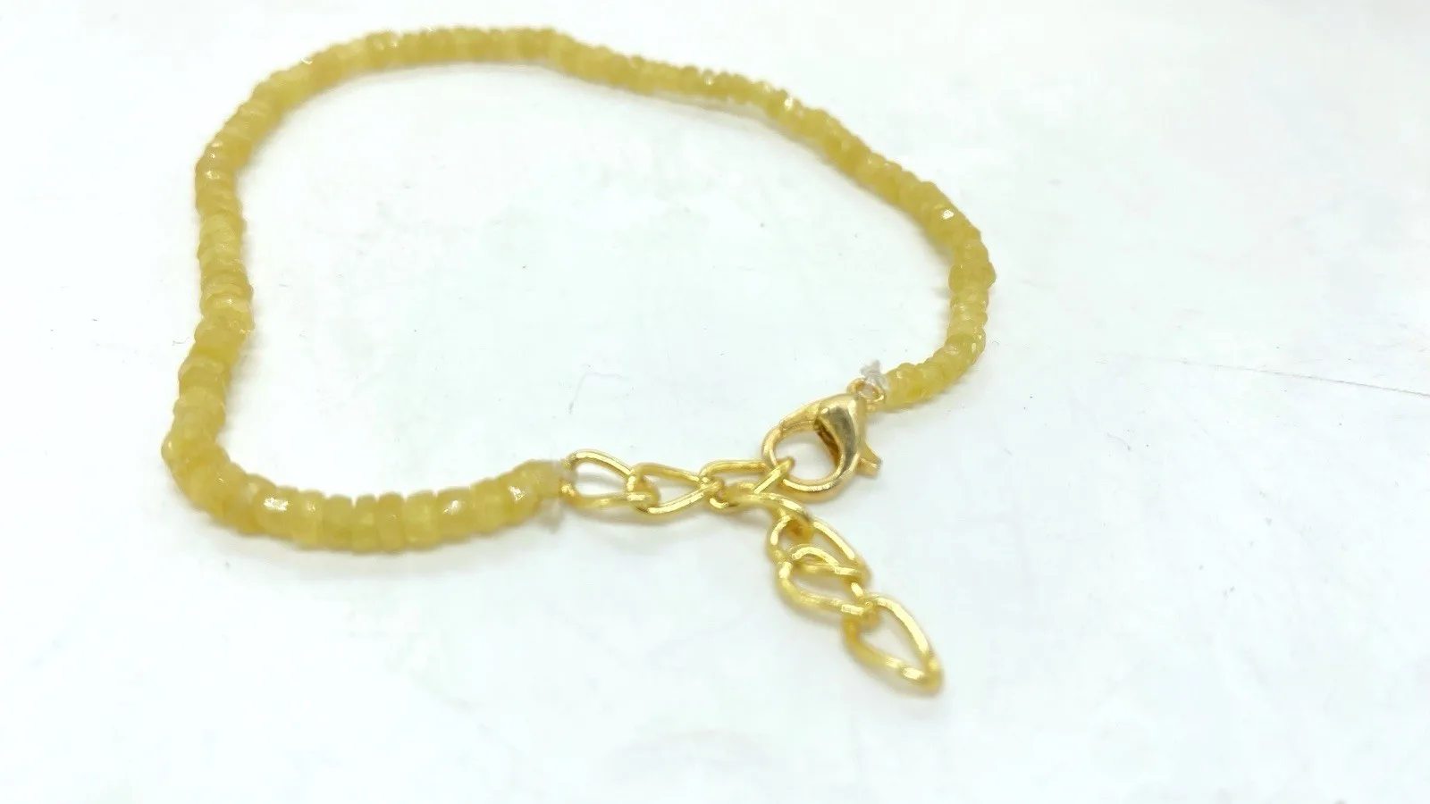 Natural Yellow Sapphire Bracelet 7 Inch 4-2mm Faceted Beads Handmade Gemstone