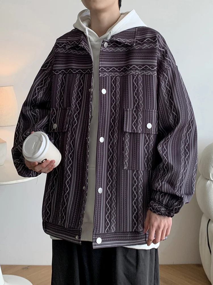 

American Sle Workwear Jaet Men's Spring Autumn Plaid Flip Collar Youth High Sensation Cool Pure Commercial