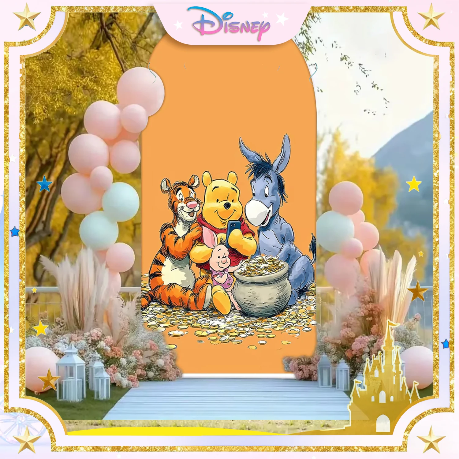

Disney Winnie the Pooh and Friends Colorful Party Backdrop