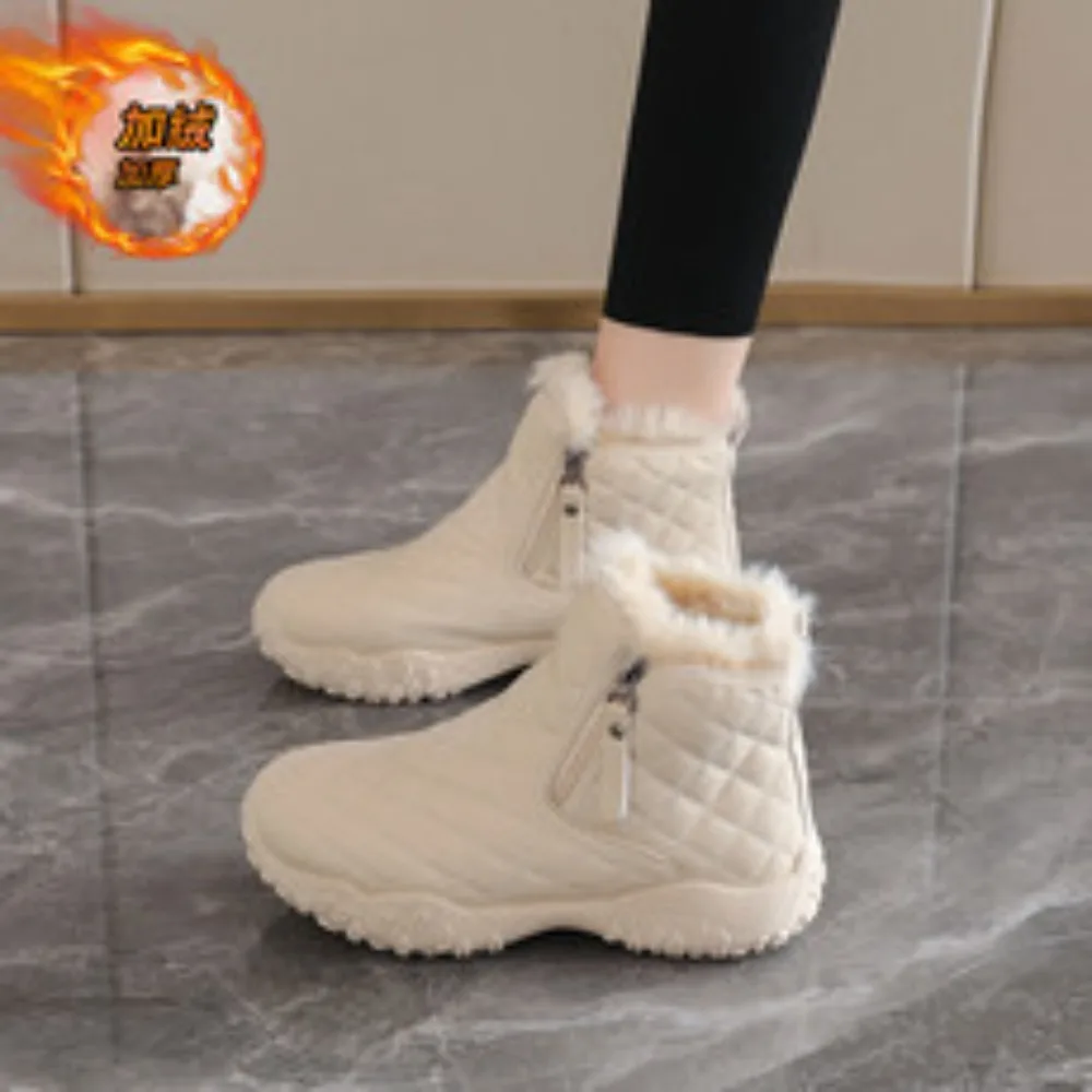 

Зимние женские теплые зимние ботинки, женская модная хлопковая обувь, новые кожаные туфли на толстой подошве, черные женские ботильоны Botas Zapatos