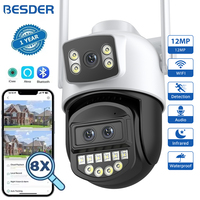 BESDER 12MP 6K PTZ Wifi Camera Dual Lens 8X Digital Zoom AI Human Detection Outdoor 8MP CCTV IP Camera Security Protection iCSee