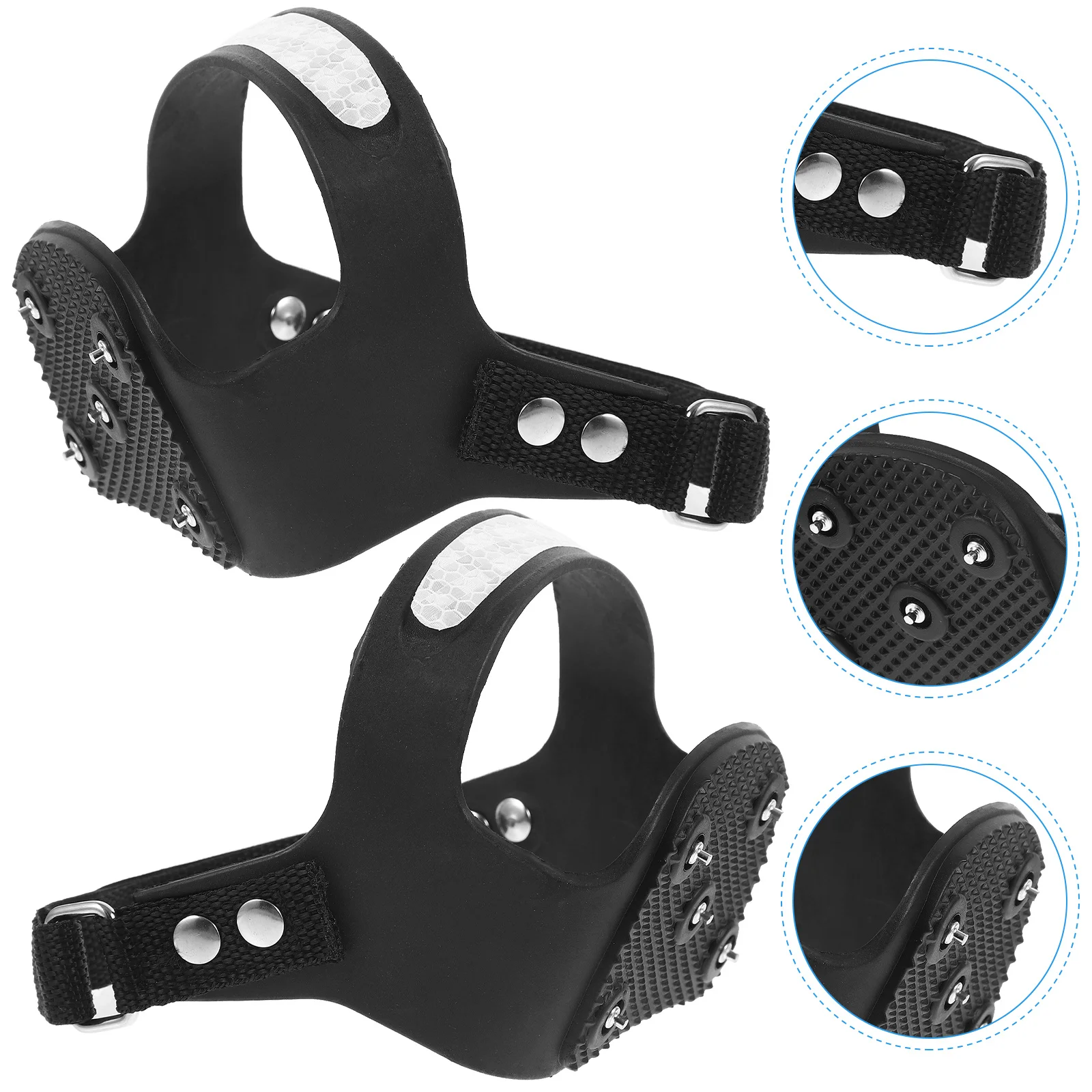 1 Paar 5-Zahn-Silikon-Spikes, rutschfeste Steigeisen zum Wandern, Spazierengehen, Klettern auf eisigem Schnee, Gelände, Schwarz, XL43–45