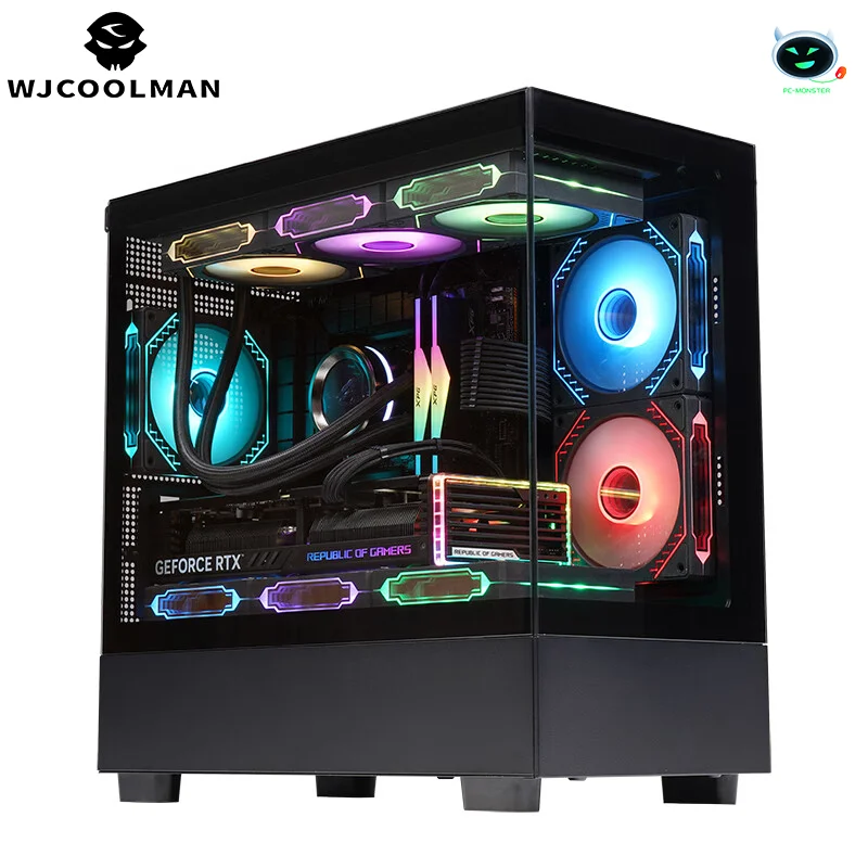 Imagem -03 - Xuanwu Pro Preto Case para pc Vista do Mar Sala de Jogos Computador Desktop M-atx Placa-mãe Suporte 360 Refrigeração Água 4090 Placa Gráfica