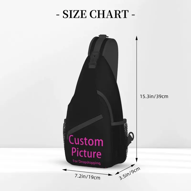 Mochila cruzada con logotipo de foto personalizado para hombre, bolso de hombro y pecho con estampado DIY, informal, para viajes y ciclismo