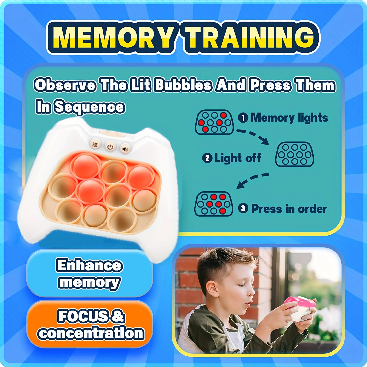 Pop Light Fidget Spiel Quick Push Bubble Spiel Tragbare Handheld Griff Spielzeug Jungen Mädchen Geschenk für Kinder Maschine Entlasten Stress Spielzeug