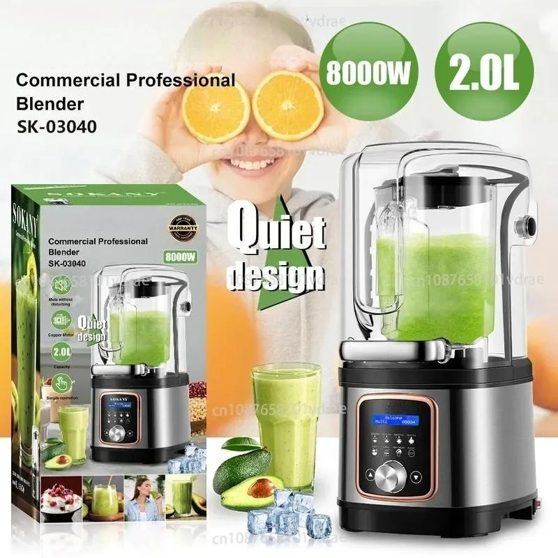 Silent High-Speed Blender, Fruit Juicer and Food Processor – Multifunctional Commercial-Grade Professional High-Speed Blender