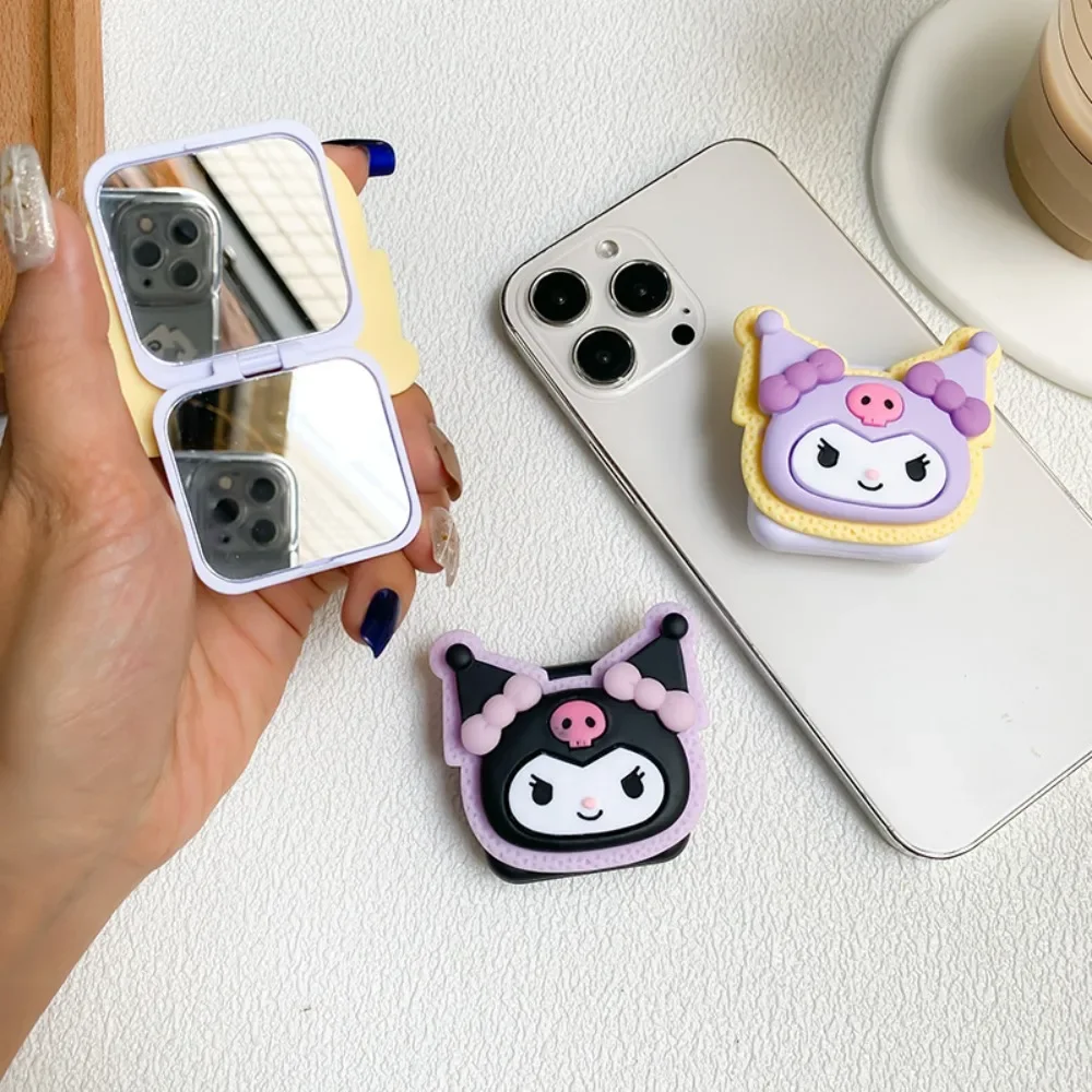 

Kawaii Cute Kuromi Anime Peripheral Cartoon Originality Portable Mirror Cell Phone Bracket Desktop Decoration Festivals Gift