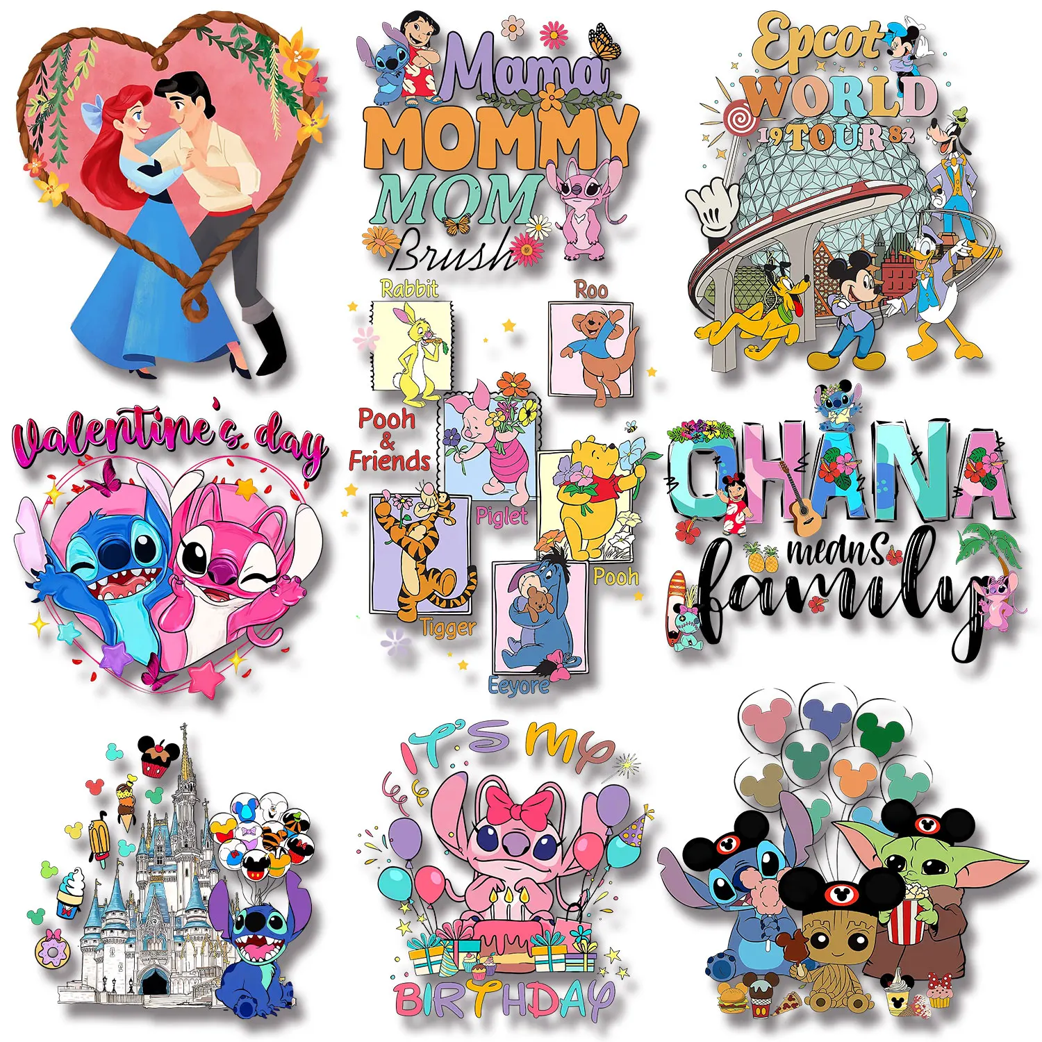 

Little Mermaid Princess Castle Winnie the Pooh Iron on Picture on Clothes Strong color fastness DIY Appliques