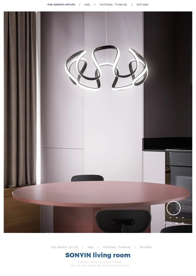 Modern Pendant Light Nordic Twisted Led Chandelier Ceiling Lamp Living Dining Room Chandelier Corridor Personalized INS Fixture