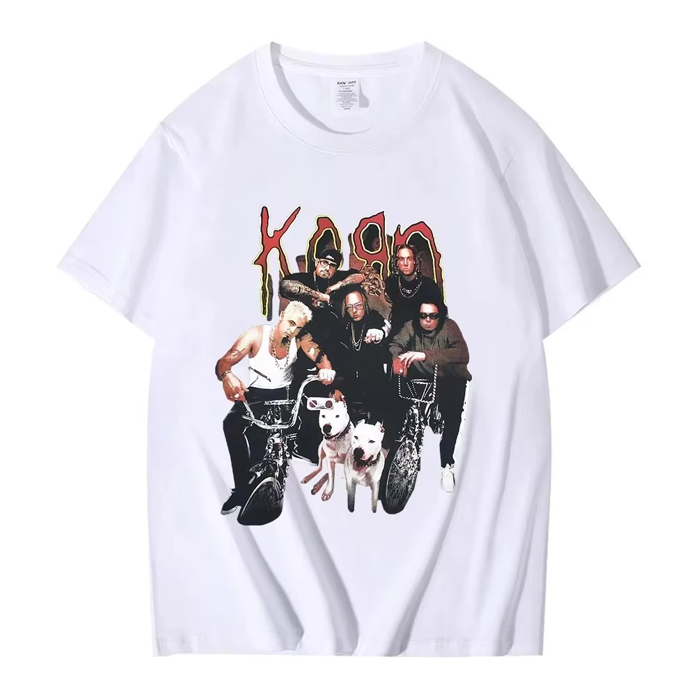 Unisex 90s American Rock Band Korn Vintage Gothic Metal Loose Street Short Sleeve Women And Men T-Shirt