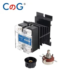 CG SSR-40VA  24-480VAC 40A Single Phase Solid State Relay Resistance Voltage Regulator with Heat Sink and Potentiometer A Knob