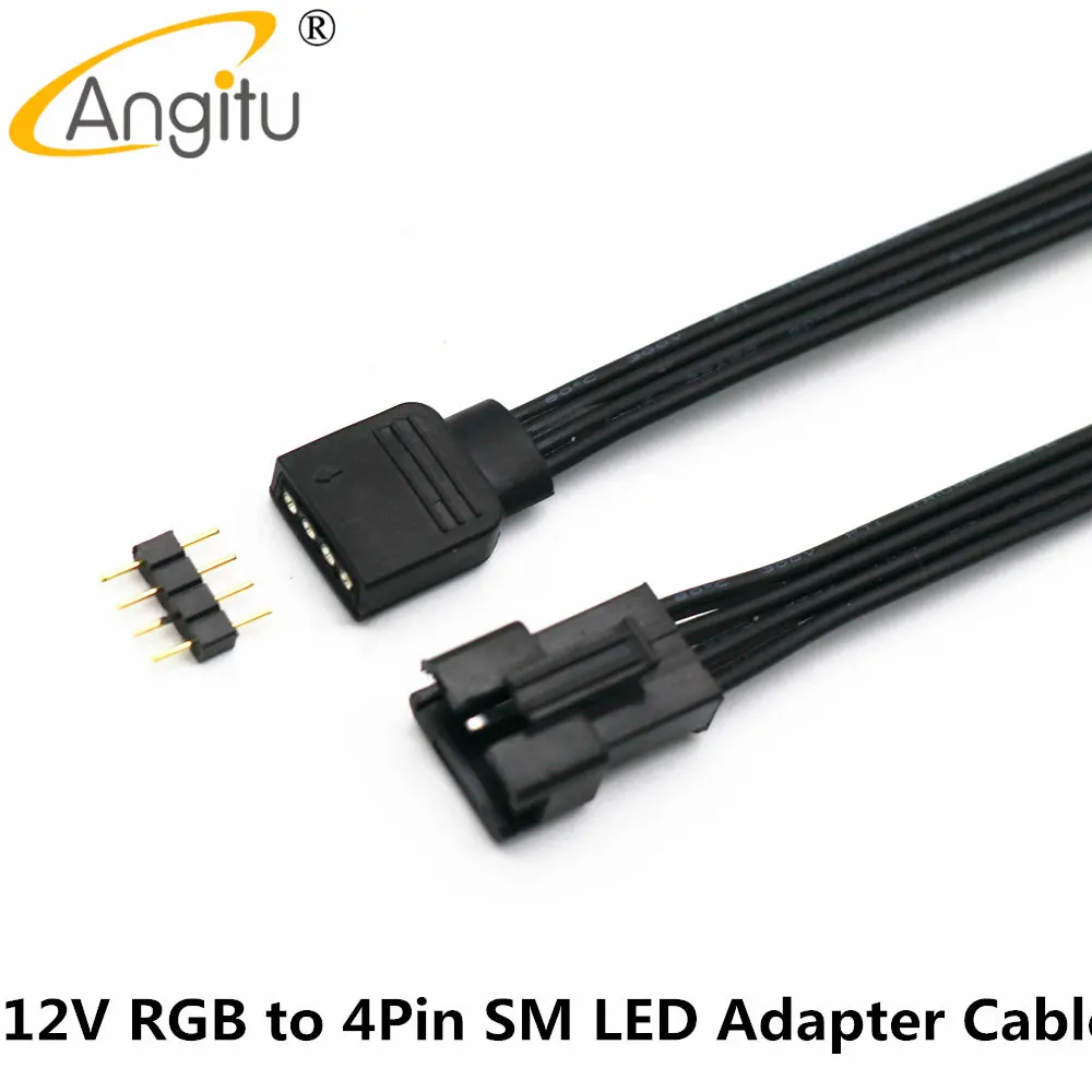 Angitu 12V/5V RGB ARGB Tản Nhiệt DEEPCOOL/Phanteks/Liên-Lý Ánh Sáng LED Dây SM 3Pin/4Pin ARGB Điều Khiển Adapter Cable-50cm