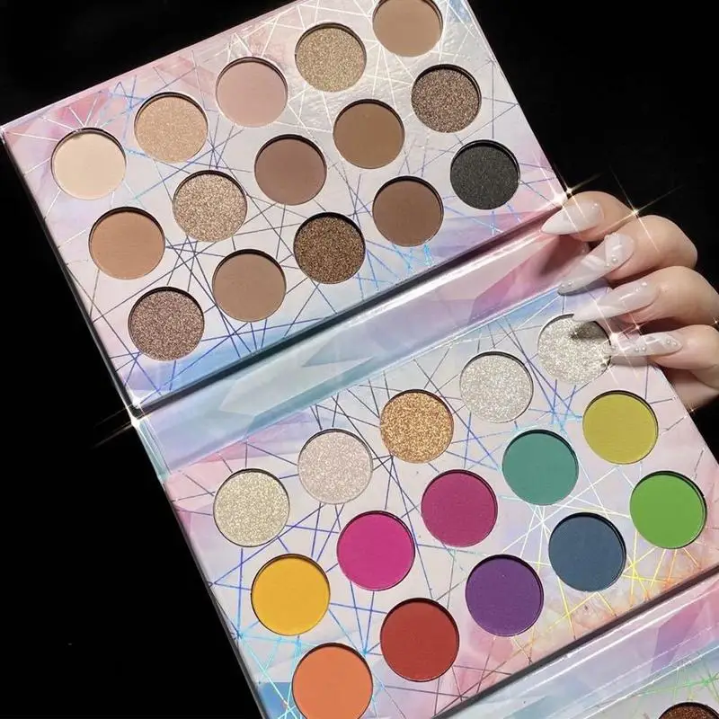 Paleta de sombras de ojos de maquillaje, 45 colores brillantes y coloridos, paleta de sombras de ojos de colores, recubrimiento húmedo y seco