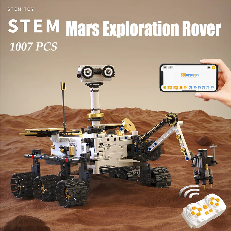 

MOC Remote Control Mars Exploration Rover Building Blocks Kit-Programmable STEM Science Toy for Kid Educational Learning 1007PCS