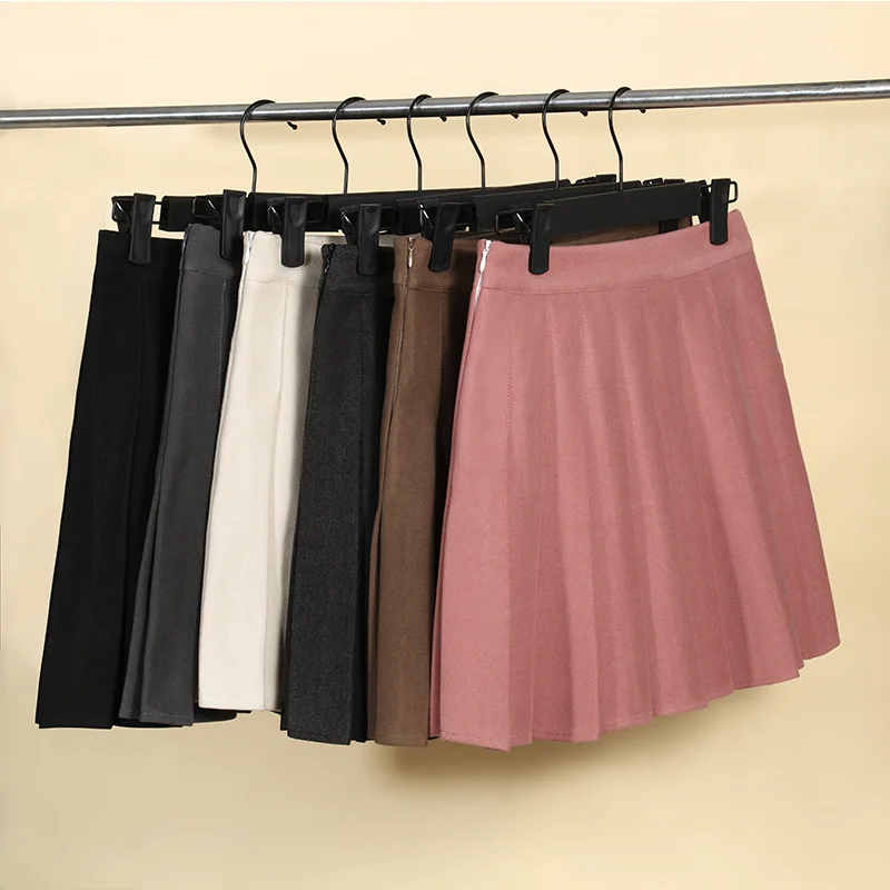 

Women's Winter Skirt With Shorts Grey Faldas Para Mujeres School Girls Black Korean Style Clothes A Line Mini Pleated Skirts