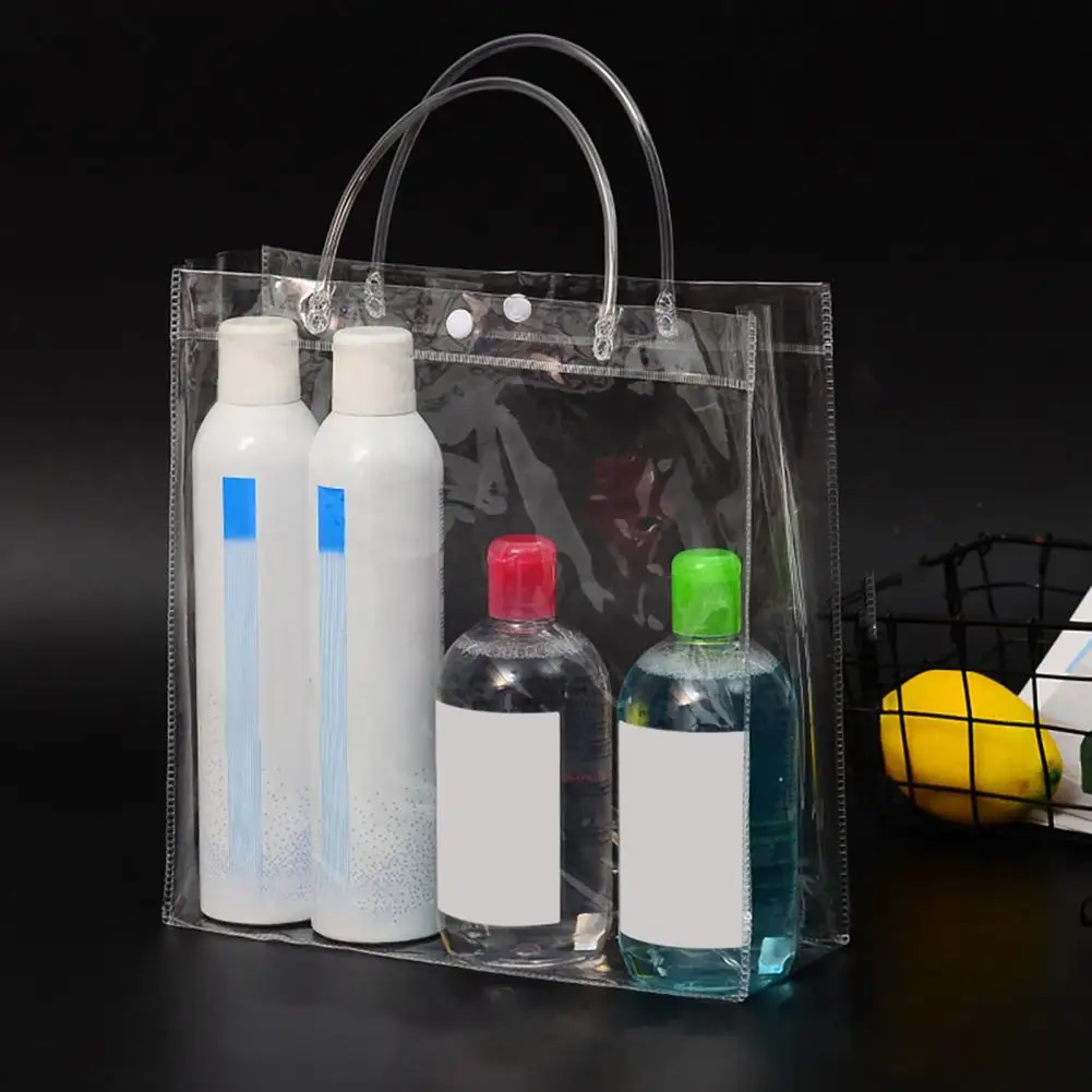 Storage Pouch Universal PVC Plastic Handbag Transparent Portable Wine bag Ice Tote Bag Leak-proof Travel Flowers Gift Bags