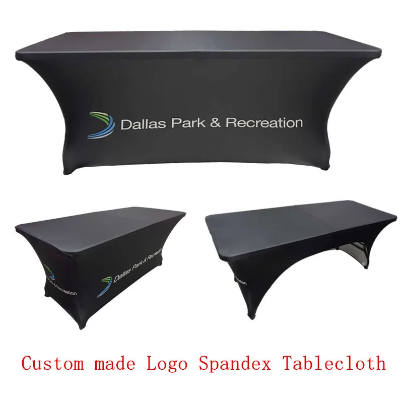 Custom LOGO tablecloth Outdoor elastic advertising table cloth 4FT 6FT 8FT Spandex Printing table cover