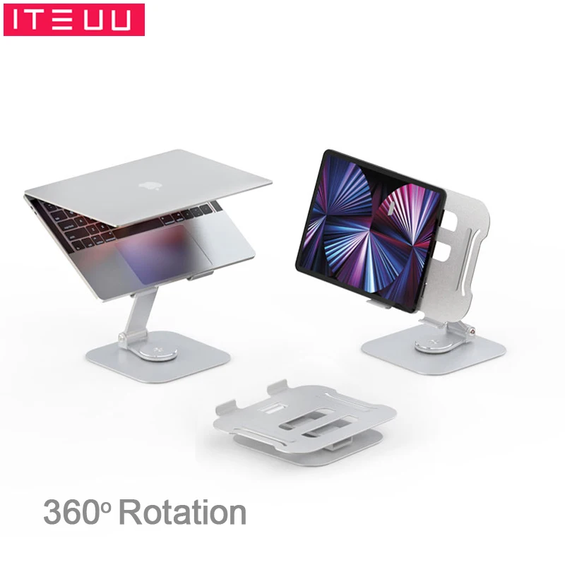 Laptop Stand Notebook 360 Rotation Foldable Adjustable Tablet Mount Support Lifting Heightening Aluminum Alloy Metal Kickstand