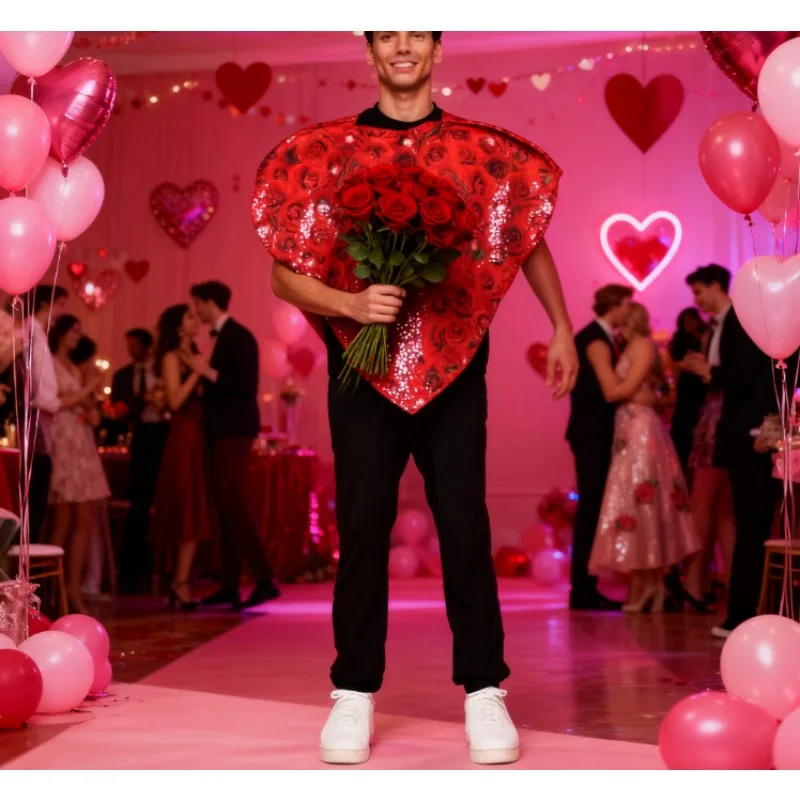 Fantasia de Cupido Rosa do Dia dos Namorados Halloween Heart Festival Role-play Outfit