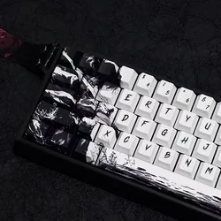 128 Key Personality Samurai Keycap PBT Cherry Keycap Black and White Color Scheme for 60/84/98/108 Mechanical Keyboard