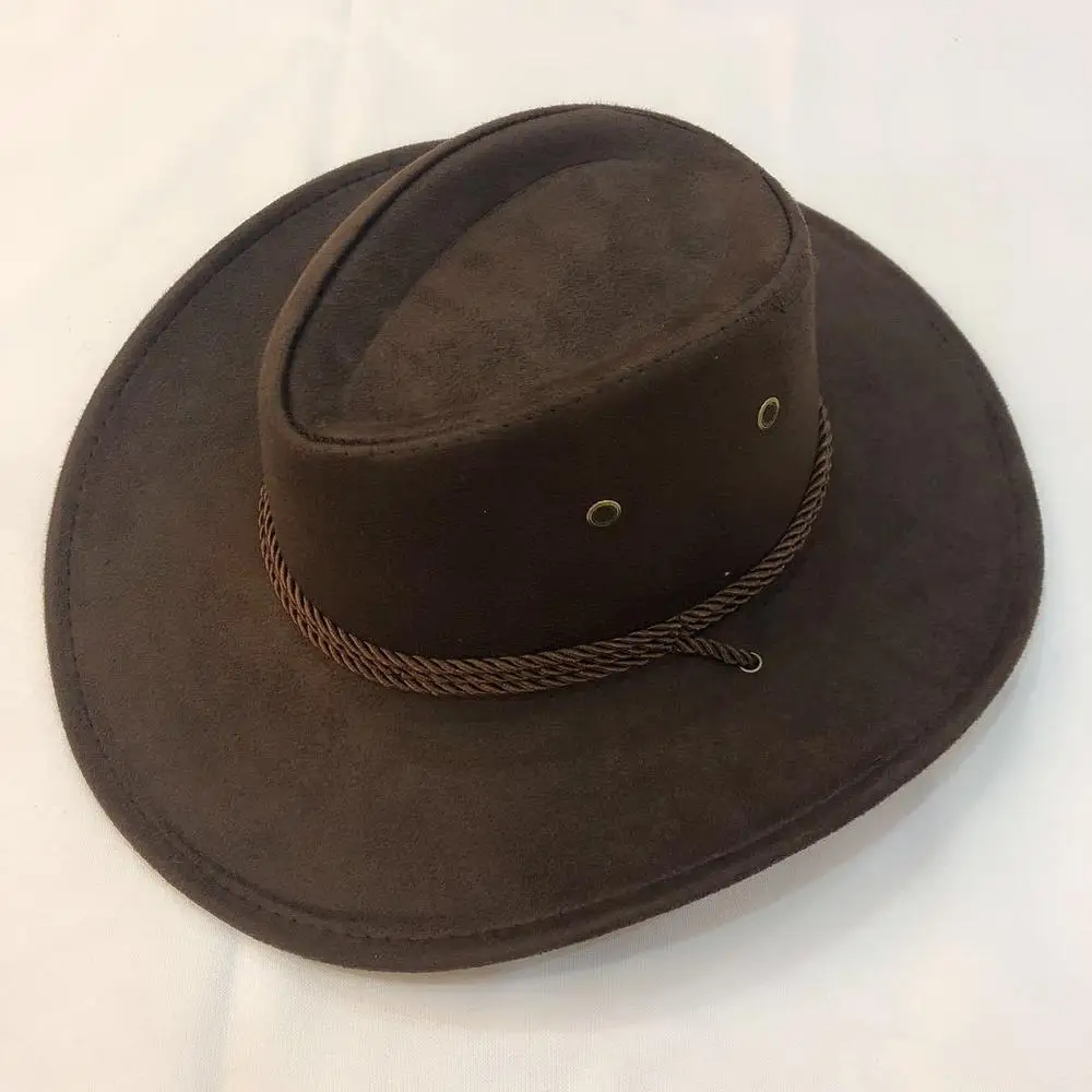 Men Western Cowboy Hat Suede Spring Summer Man Cap Shade Horse Riding Outdoor Solid Color High Quality New Fashion Crimping Gift