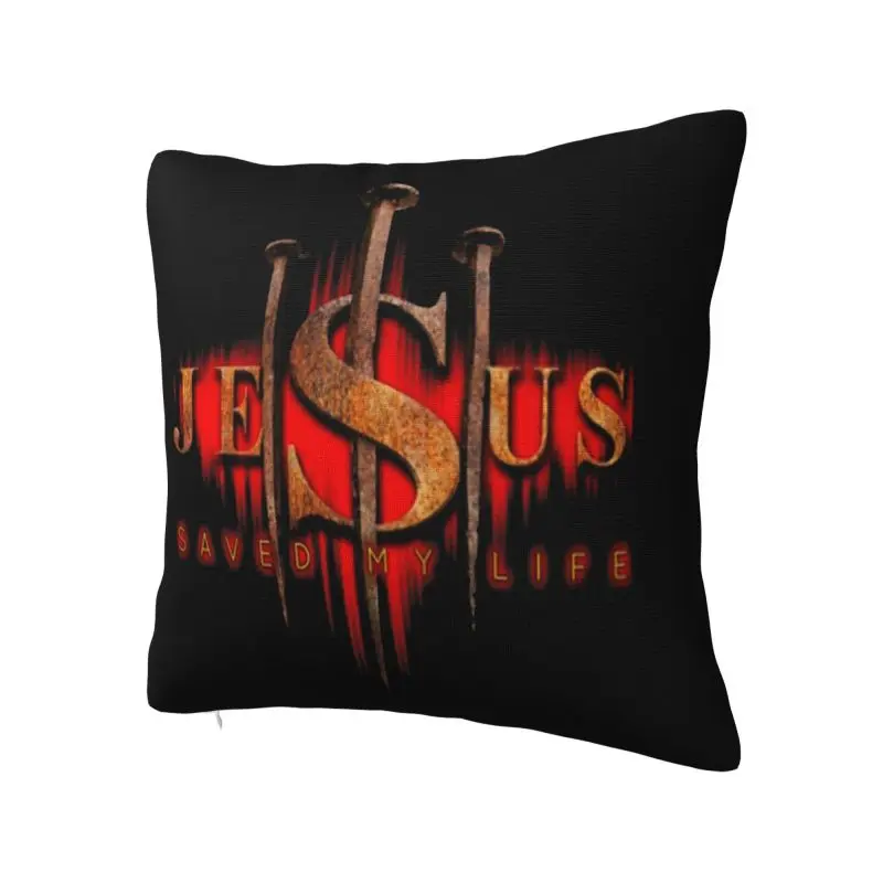 Jesus Saved My Life Throw Pillow Case 66*66cm for Sofa Christian Religious Faith Cushion Cover Soft Polyester Pillowcase