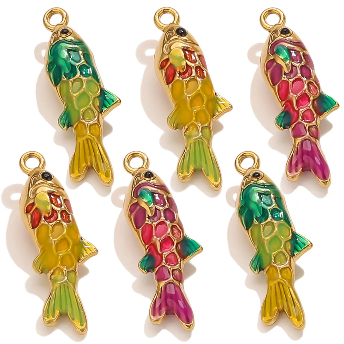 

2pcs/Lot Stainless Steel Colored Enamel Fish Pendants DIY Charms Jewelry Making Women Necklaces Earring Ocena Jewelry Wholesale