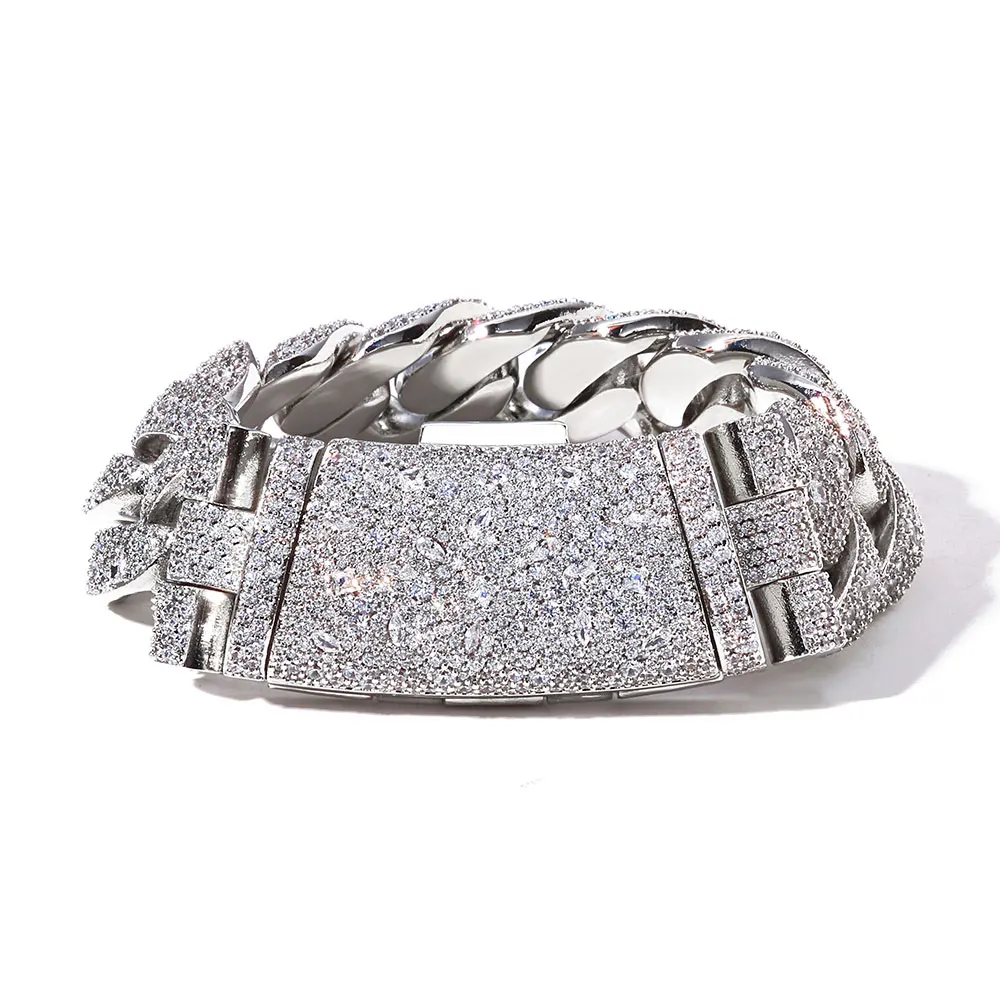 

Ювелирные изделия в стиле хип-хоп ESKEEM, 22 мм, кубинский браслет Майами, полностью ледяная цепочка со смешанным вырезом и круглыми бриллиантами неправильной формы