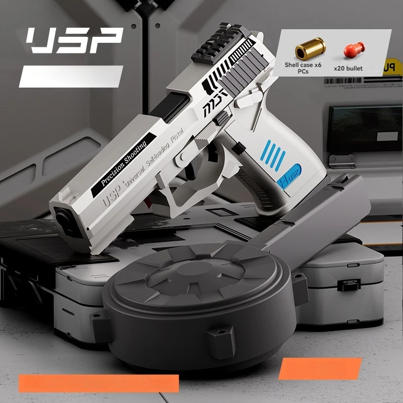 USP Soft Bullet Shell Wurfspielzeugpistole Manuelle Schießpistole Airsoft Gun Spielzeug Antistress Launcher für Männer Jungen Kinder Outdoor-Spiel