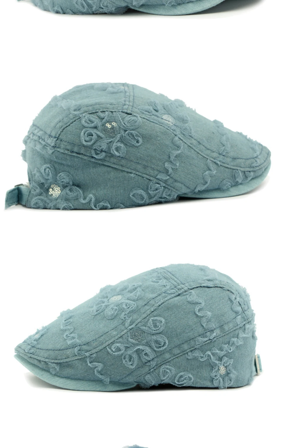 HT4790 Baskenmützen für Männer und Frauen, Frühling-Sommer-Sonnenmütze, Vintage-Künstler-Malermütze, Spitzenblumen-Ivy-Flachmütze, Baskenmützen für Damen und Herren – Detail 7