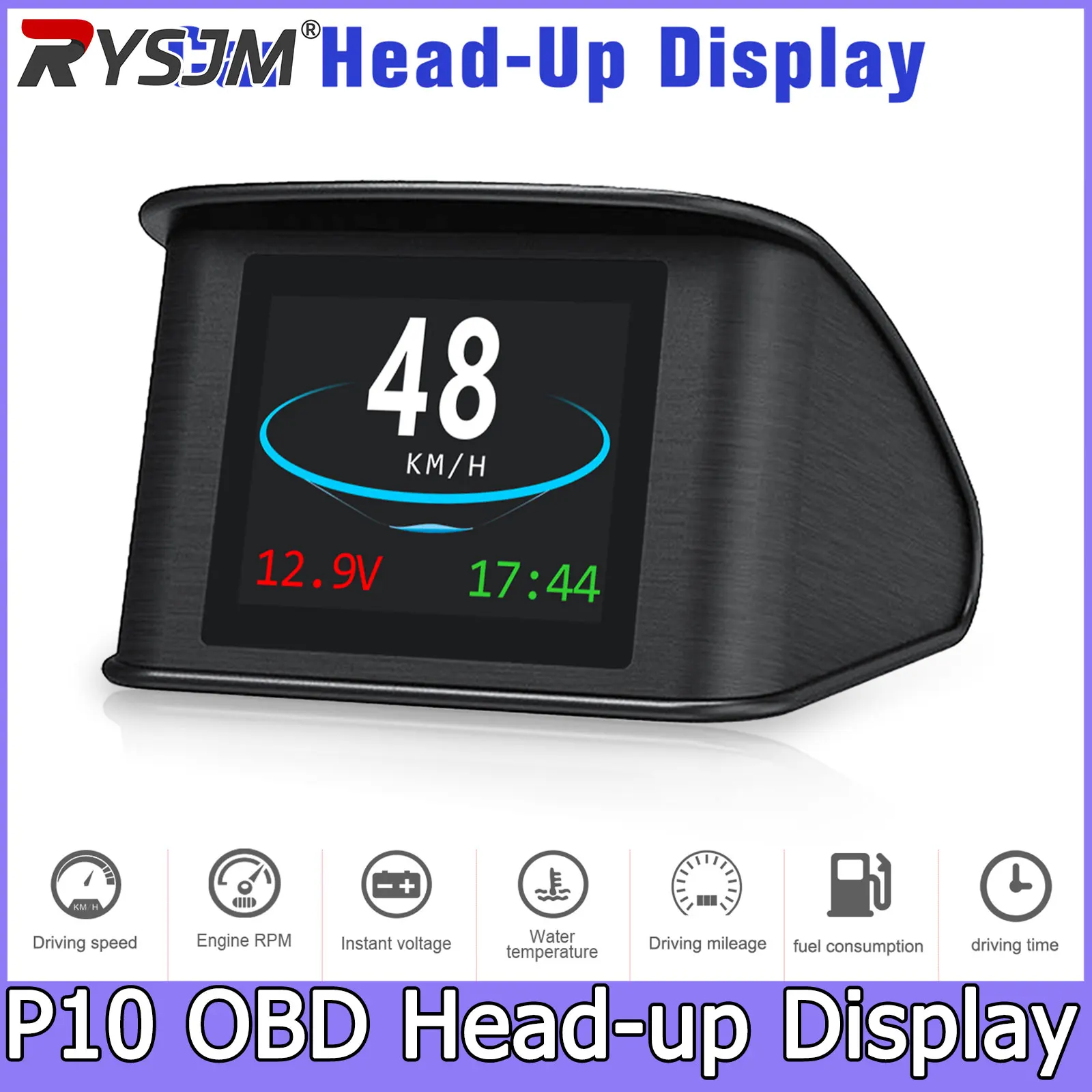 

Цифровая приборная панель P10 OBD HUD - Проекционный дисплей для автомобиля: скорость/обороты/уровень топлива, Plug & Play, спидометр, сигнализация превышения скорости